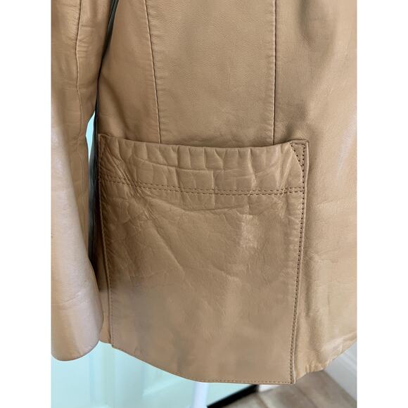 Vintage Wilsons Leather Camel Blazer – Soft Leather | Minimalist Neutral Jacket - Picture 5 of 9